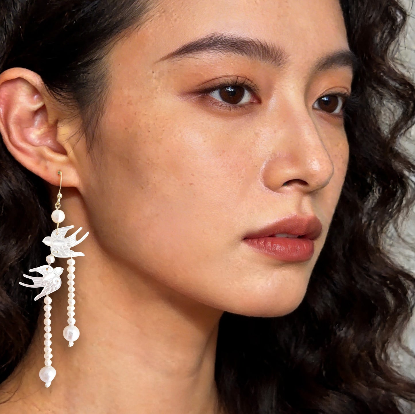 Flight of Love Twin Swallows & Pearl Cascade Earrings
